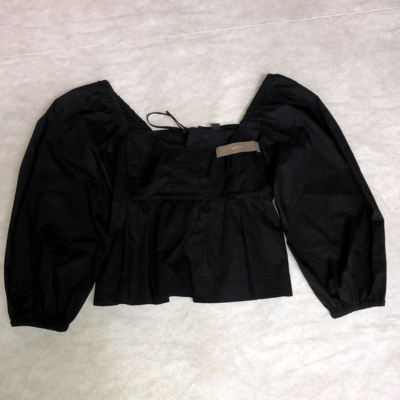 J Crew Women’s Squareneck Cotton Poplin Long Sleeves Top Black Size 2 - Picture 3 of 11